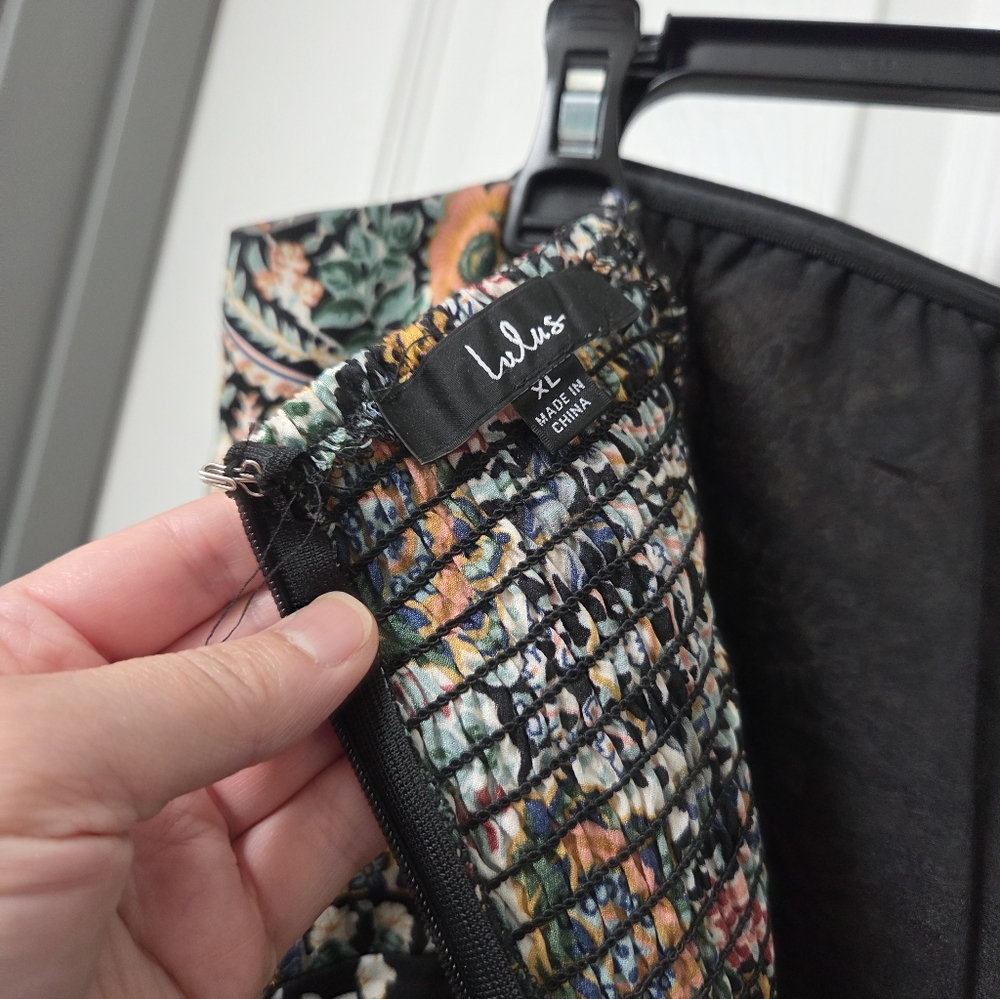 Lulu's Bohemian Perfection Strapless Black Multicolor Paisley Tassel Romper XL - Picture 10 of 14